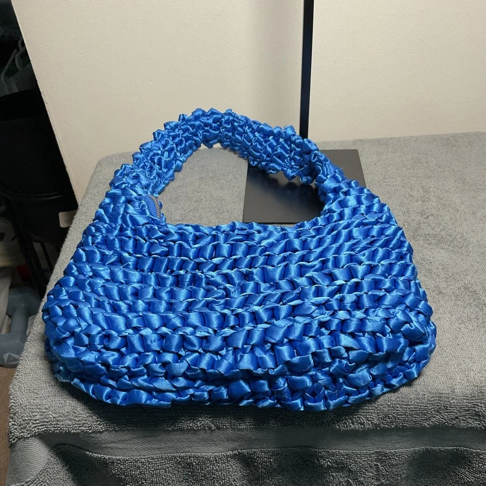 Blue Ruffled Women's Bag - Picture 3 of 9